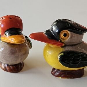 Vintage Colorful Birds Salt and Pepper Shakers